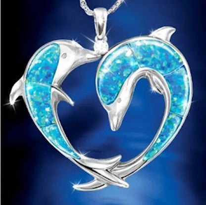 Luxury Fashion Creative Love Dolphin Necklace Natural Diamond Dolphin Pendant Wo