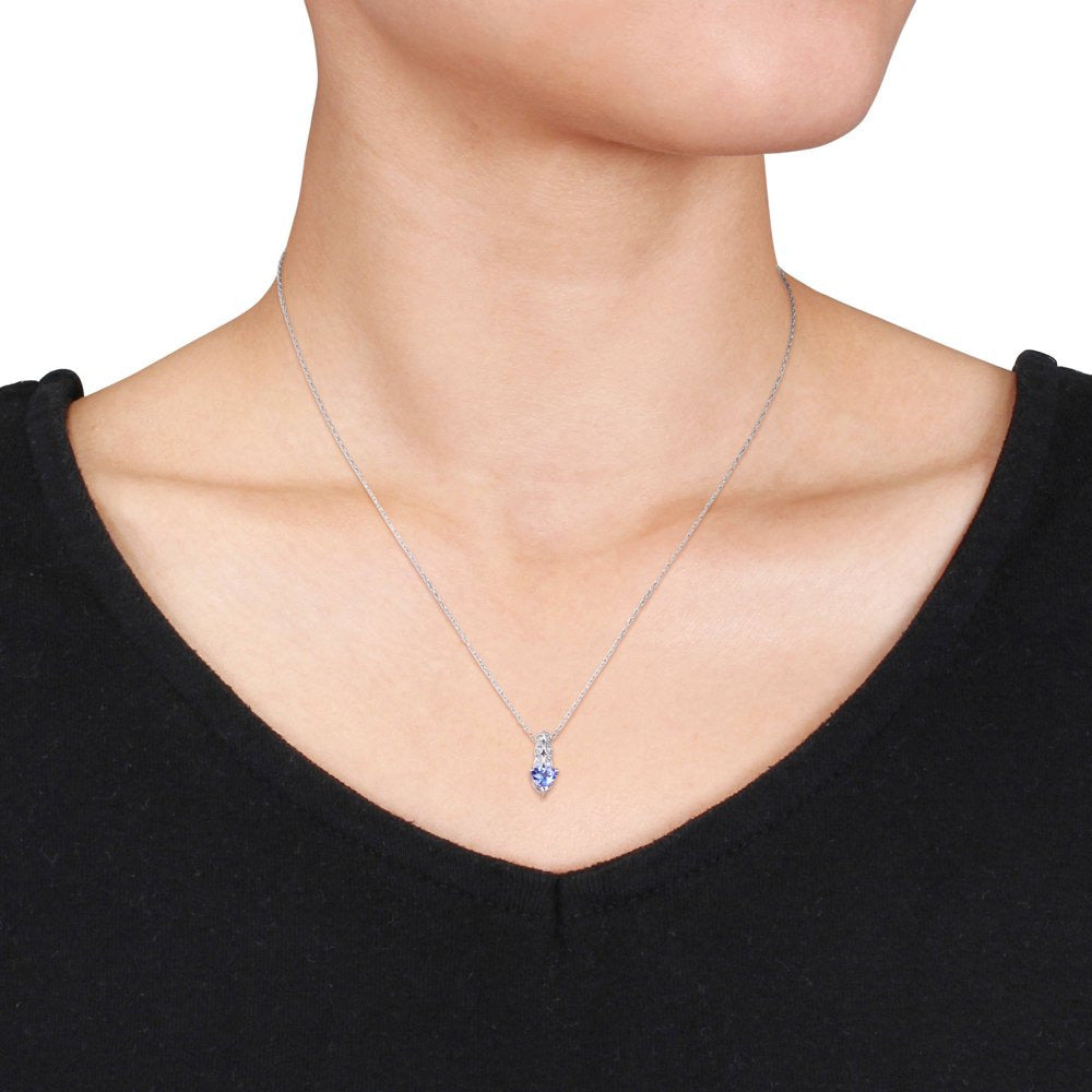 Miabella Women'S 3/8 Carat T.G.W. Heart-Shape Tanzanite and Round-Cut Diamond Ac