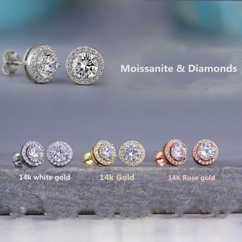 Brilliant round Cut Halo Solitaire Moissanite & Simulated Diamond Solitaire Stud