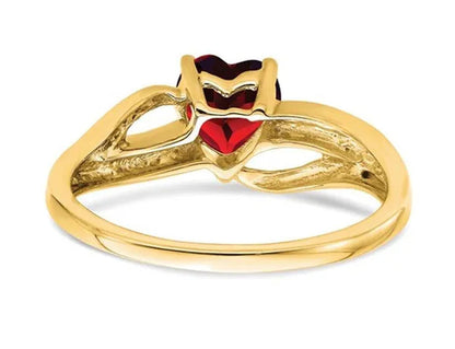 3/4 Carat (Ctw) Lab Created Heart Ruby Ring in 14K Yellow Gold