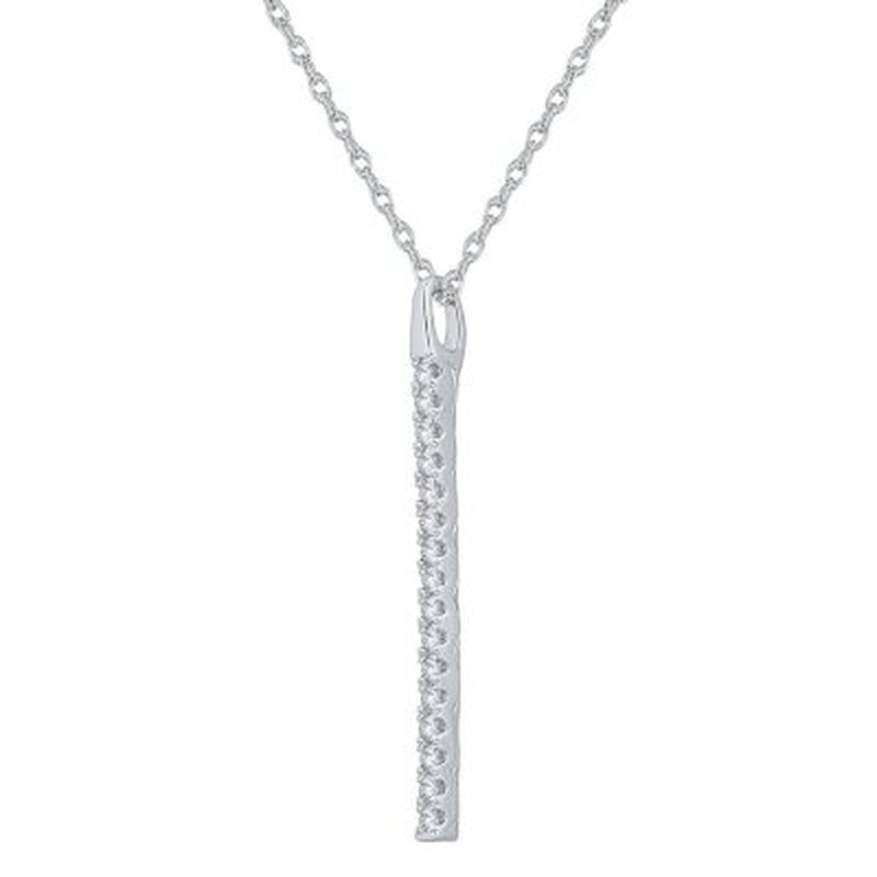 0.20 CT. T.W. Diamond Bar Pendant 14K White Gold