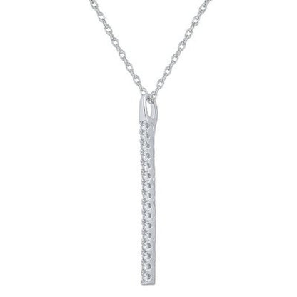 0.20 CT. T.W. Diamond Bar Pendant 14K White Gold