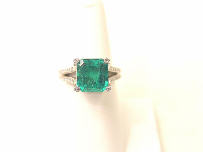 4.95 CT 1 EMERALD SQUARE CUT DIAMOND 4 PRONGS 1.00 CT PLATINUM G VS1/2