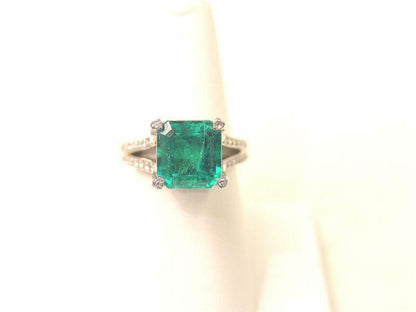 4.95 CT 1 EMERALD SQUARE CUT DIAMOND 4 PRONGS 1.00 CT PLATINUM G VS1/2