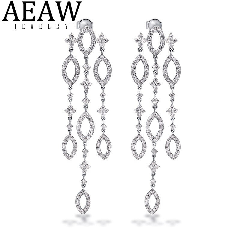 New Fashion Real Solid 10K Gold Moissanite Drop Earrings for Women Elegant