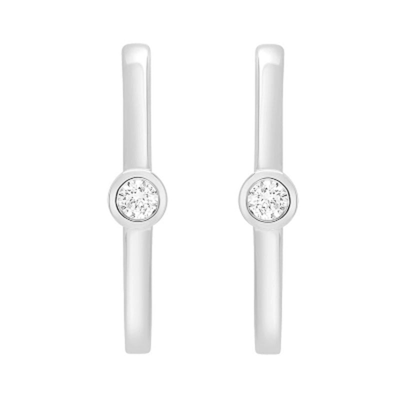 0.10 CT. T.W. Diamond Single Stone Hoop Earrings in 14K Gold (I, I1)