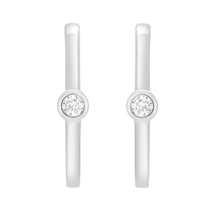 0.10 CT. T.W. Diamond Single Stone Hoop Earrings in 14K Gold (I, I1)