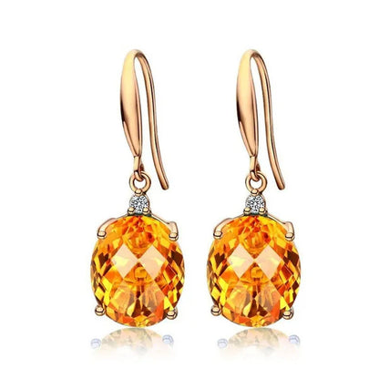 4Pcs/Set Luxury Yellow Crystal Water Droplets Pendant Necklace Gemstone Dangle H