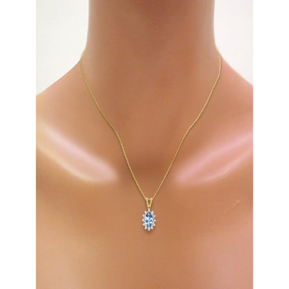 Necklaces for Women Yellow Gold 14K Halo Pendant with Gemstone & Genuine Diamond