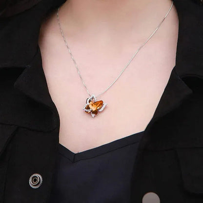 Butterfly Crystal Necklace with Premium Birthstone Pendant Necklace Shiny Butter
