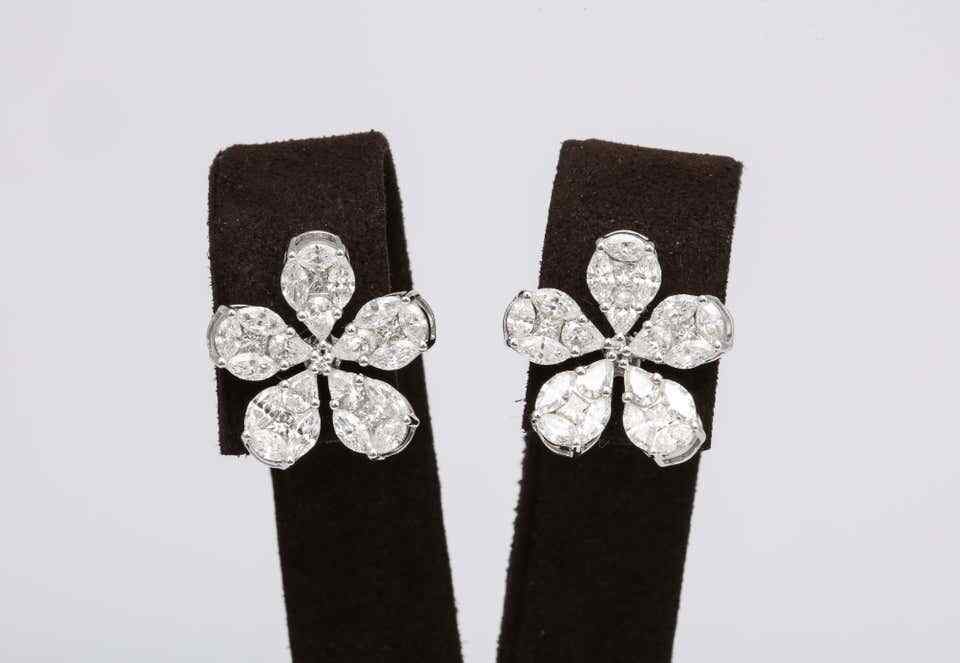 Diamond Flower Earrings
