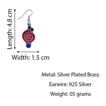 Gorgeous Handmade Compressed Red Coral & Lapis Lazuli Gemstone Inlay Drop Dangle