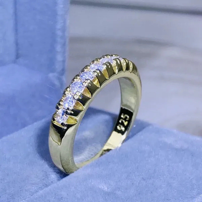 Luxury Silver /18K Gold Ring 925 Sterling Silver Womens Ring White Sapphire Wedd