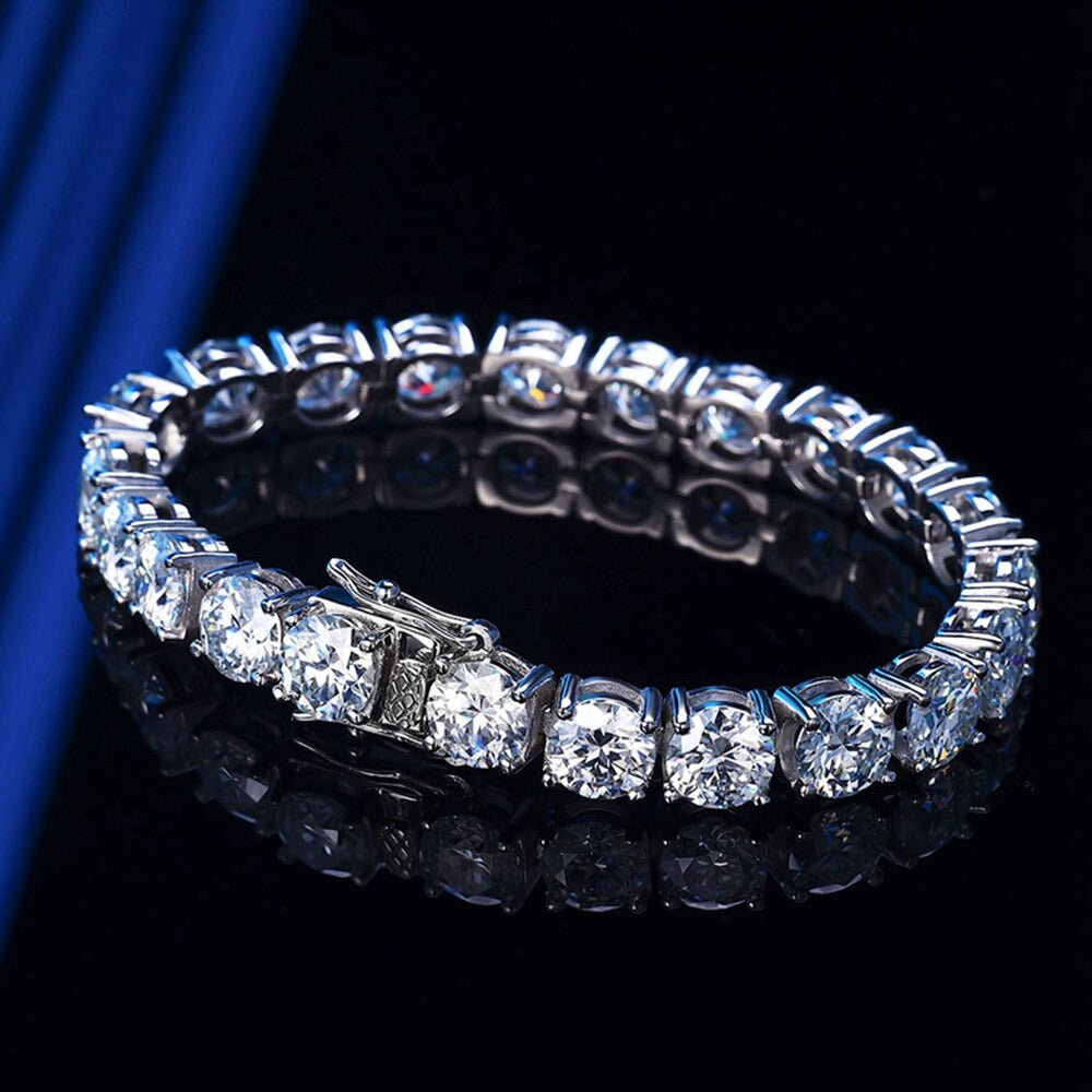 18K White Gold Plated 3EX 1CT 6.5MM Real Moissanite Tennis Bracelet for Women