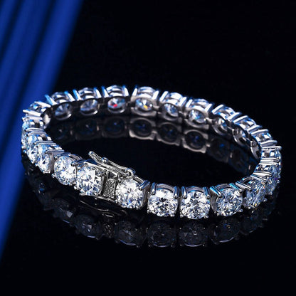 18K White Gold Plated 3EX 1CT 6.5MM Real Moissanite Tennis Bracelet for Women