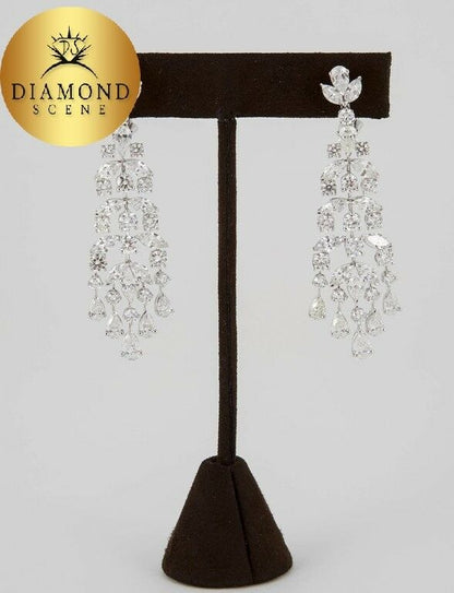 Classic Diamond Gold Chandelier Earrings 15.18 carats of beautiful F VS 18 k