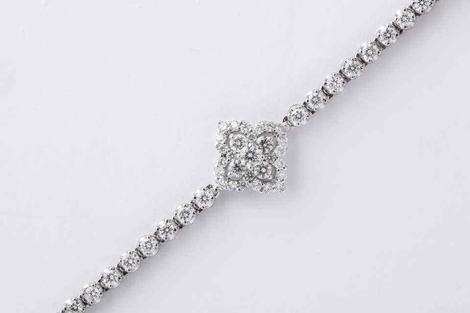 Long Diamond Tennis Necklace with Diamond Motifs