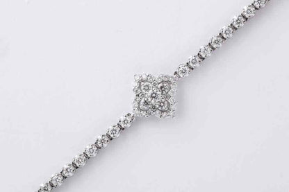 Long Diamond Tennis Necklace with Diamond Motifs