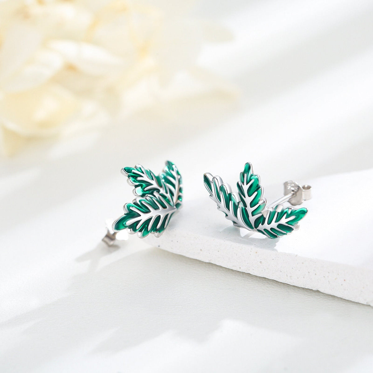 Green Leaf Earrings