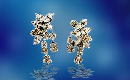 DIAMOND PEAR SHAPE MARQUISE SHAPE ROUND BRILLIANT SHAPE SET DANGLE EARRING