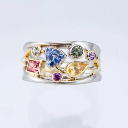 Princess Two-Tone 925 Sterling Silver Natural IF Diamond Bride Engagement Weddin