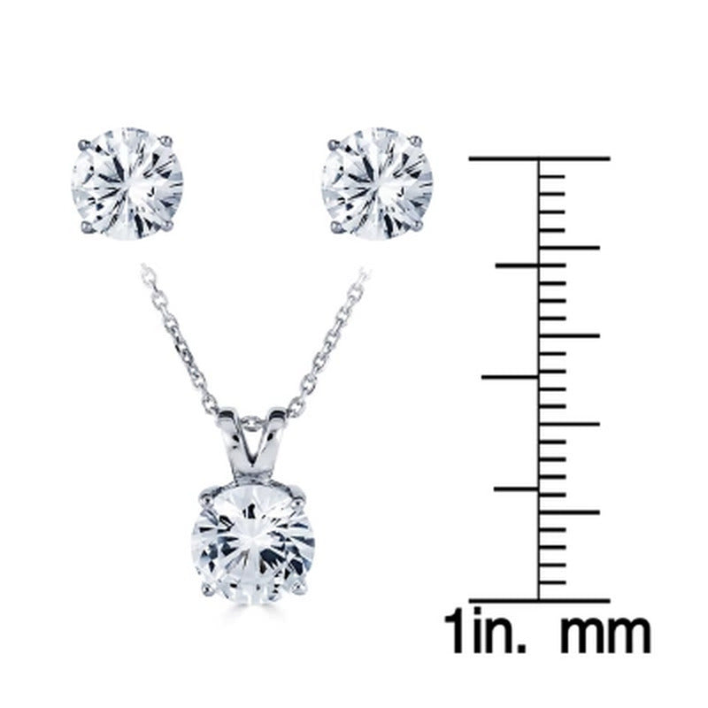 14K Gold Lab Created White Sapphire Pendant and Earring Set
