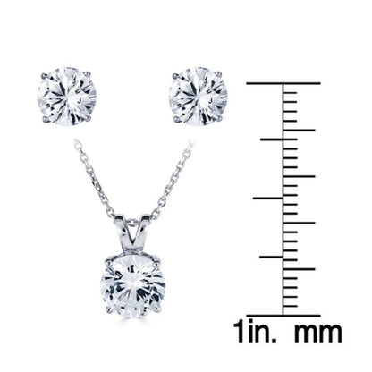 14K Gold Lab Created White Sapphire Pendant and Earring Set