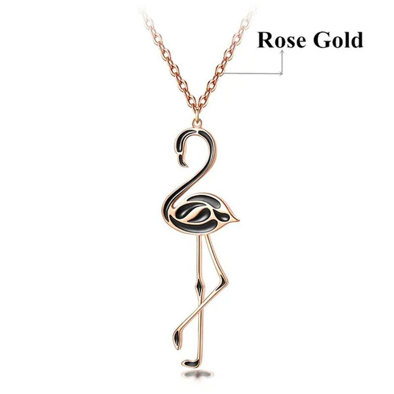 Romantic Elegant Engagement Wedding Linkchain Animal Shape Flamingo Pendant Neck