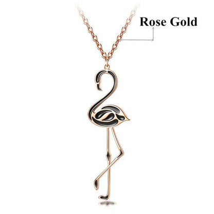 Romantic Elegant Engagement Wedding Linkchain Animal Shape Flamingo Pendant Neck