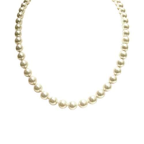 WHITE CULTURED PEARL NECKLACE WITH WHITE GOLD CLASP CHOKER PEARL NECKLACE
