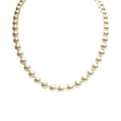 WHITE CULTURED PEARL NECKLACE WITH WHITE GOLD CLASP CHOKER PEARL NECKLACE