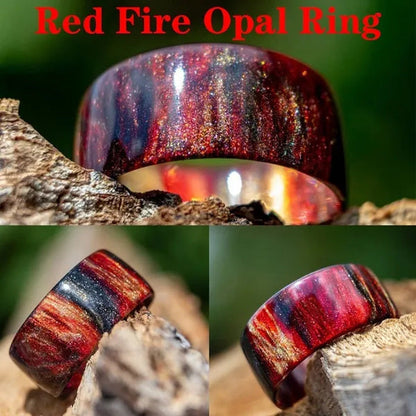 Exquisite Fashion Natural Rainbow Opal Ring 5 Colors Black,Blue Cloud,Dark Blue,