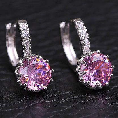 Artificial Diamond Earrings for Women Girls, Vintage Hoop Earrings Alloy Silver