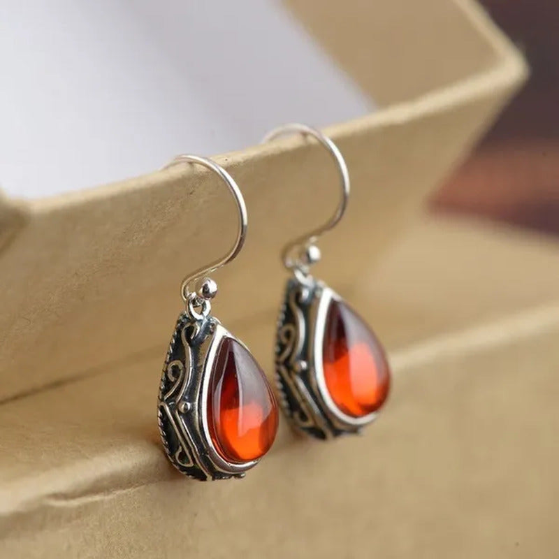 Fashion 925 Sterling Silver Earrings Emerald Ruby Gemstone Crystal Heart Hook Ea
