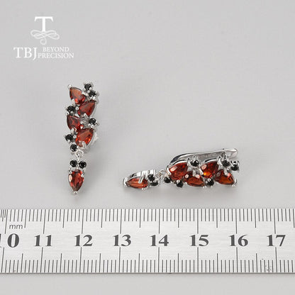 Natural Mozambique Garnet Rings Earring 925 Sterling Silver Fine Jewelry