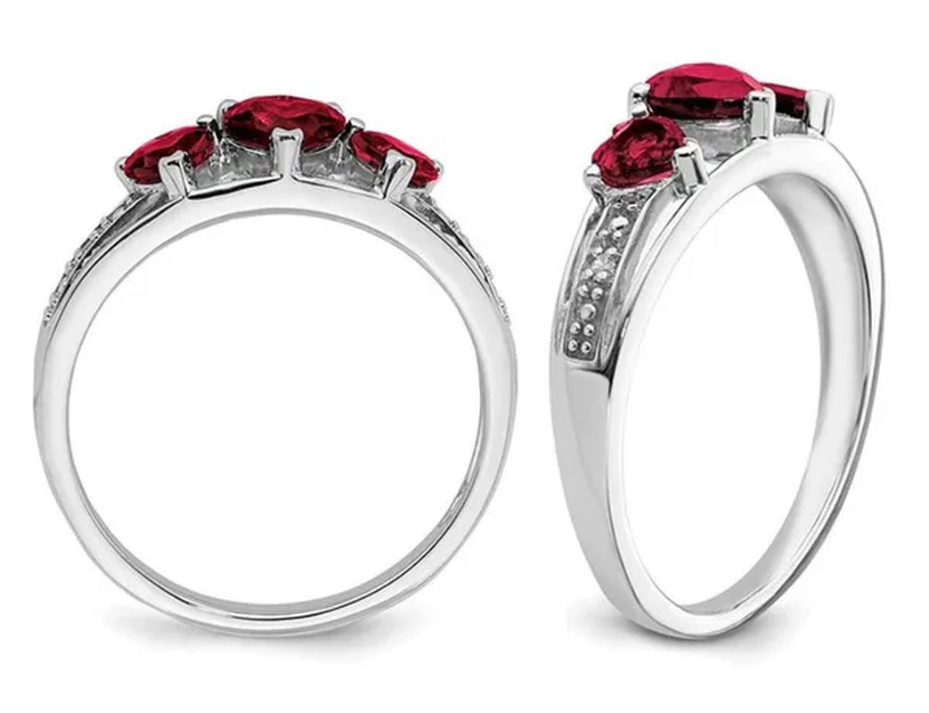 3/4 Carat (Ctw) Lab Created Heart Ruby Ring in 14K White Gold