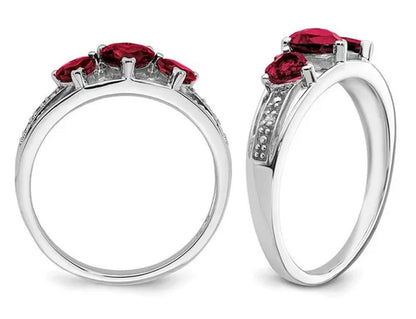 3/4 Carat (Ctw) Lab Created Heart Ruby Ring in 14K White Gold