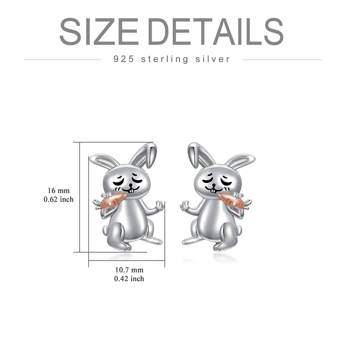 Bunny Earrings Sterling Silver Rabbit Stud Earrings Hypoallergenic Bunny Jewelry