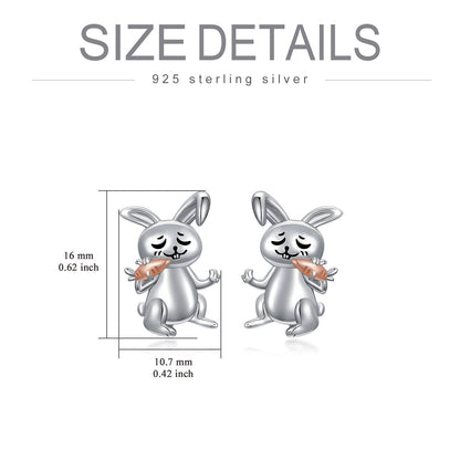 Bunny Earrings Sterling Silver Rabbit Stud Earrings Hypoallergenic Bunny Jewelry