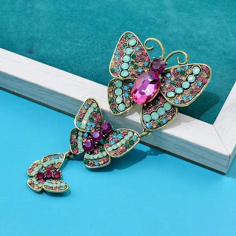 Fashion Exquisite Large Crystal and Rhinestone Butterfly Brooches for Women Vint