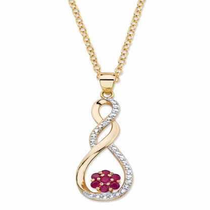 .36 TCW Genuine Red Ruby and Diamond Accent Infinity Flower Pendant Necklace in