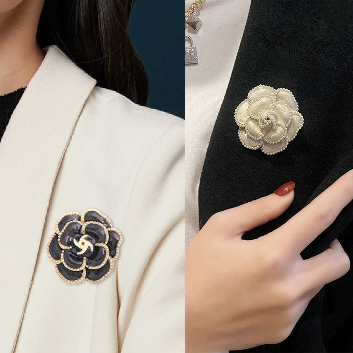 2 Pieces Flower Brooch Pin Petal Elegant Exquisite Art Brooch for Women Wedding