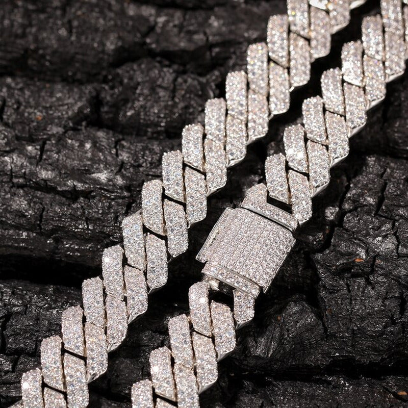 Prong 13Mm Cuban Chain Micro Pave Cubic Zircon Mixed Luxury Bling Bling Full