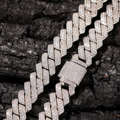 Prong 13Mm Cuban Chain Micro Pave Cubic Zircon Mixed Luxury Bling Bling Full