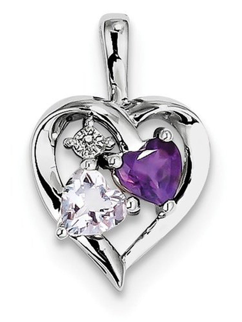 Sterling Silver Amethyst & Pink Amethyst & Diamond Pendant. Gem Wt- 0.86Ct