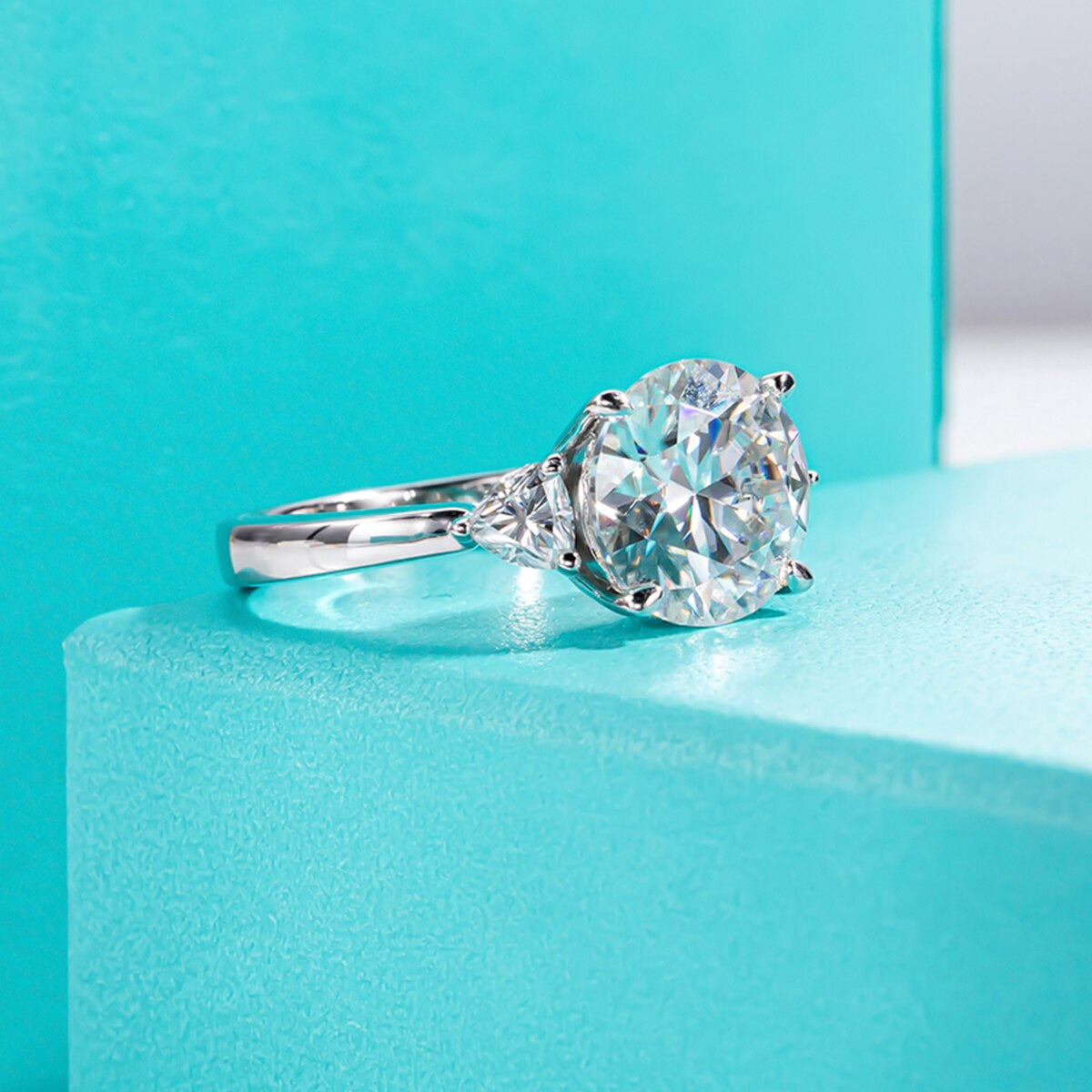 Anujewel 4.6 Carat D Color Moissanite Diamond Engagement Wedding Ring