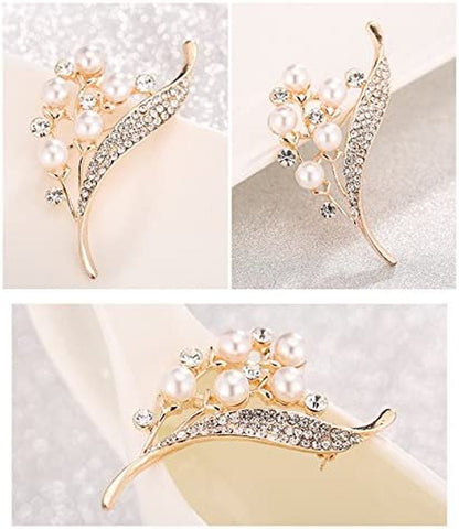 Hosaire Women'S Flower Brooch Pin Pearl Diamond Breastpin for Wedding/Banquet/Bo