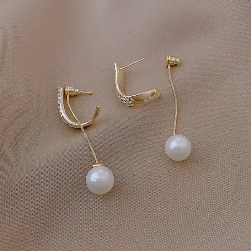 New Trend Elegant Pearl Tassel Long Crystal Earrings for Women Fashion Dangle Ea