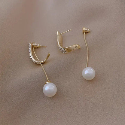 New Trend Elegant Pearl Tassel Long Crystal Earrings for Women Fashion Dangle Ea