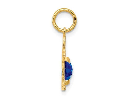 3/5 Carat (Ctw) Natural Blue Sapphire Young Boy Charm Pendant Necklace in 14K Ye